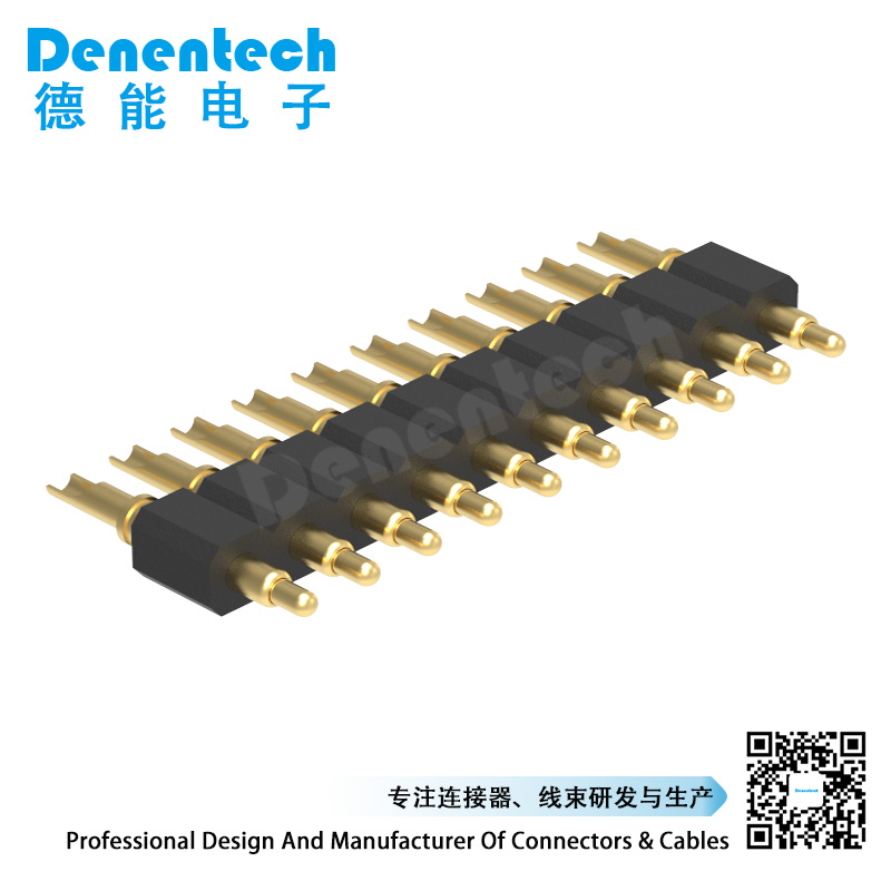 Denentech customized 3.0MM H4.0MM solder single row male pogo pin connector for sale 